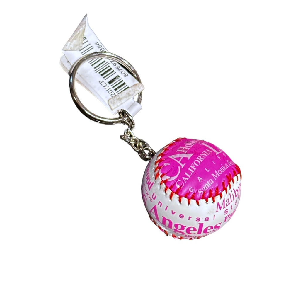 NWT pink, Los Angeles baseball keychain